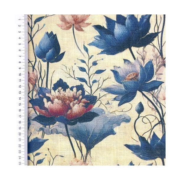 Viscose linen Digital print, Blomster